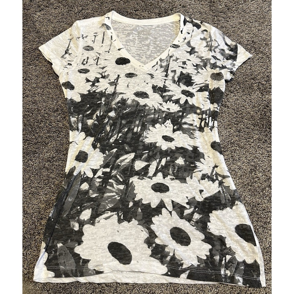 Converse Ivory Black Floral Shirt Vintage Light Weight - Medium